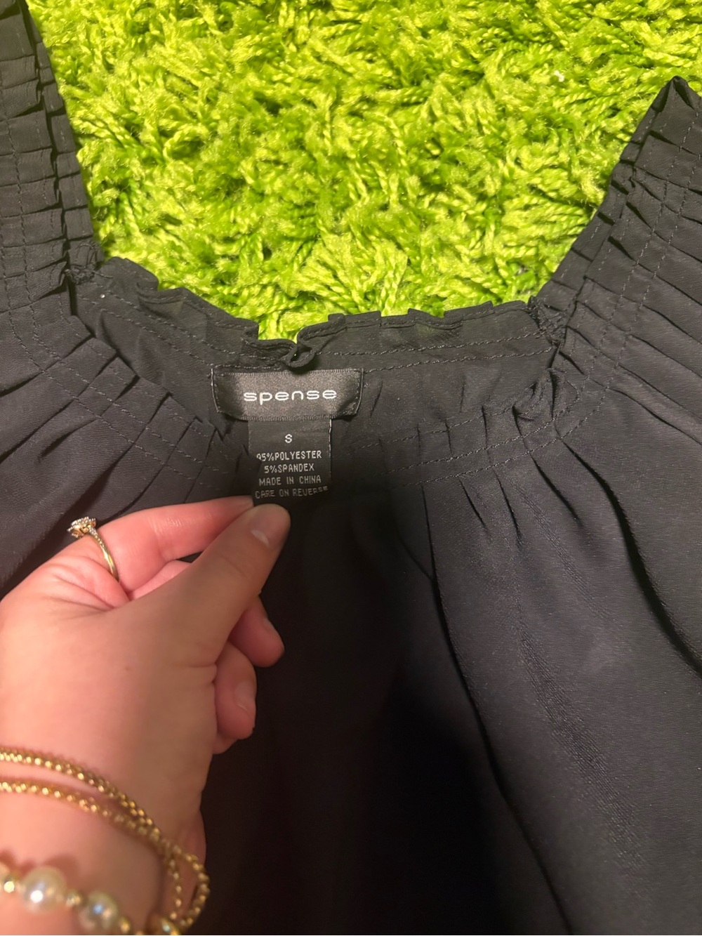 Spense Black Pleated Strap Tank - Picture 2 of 3